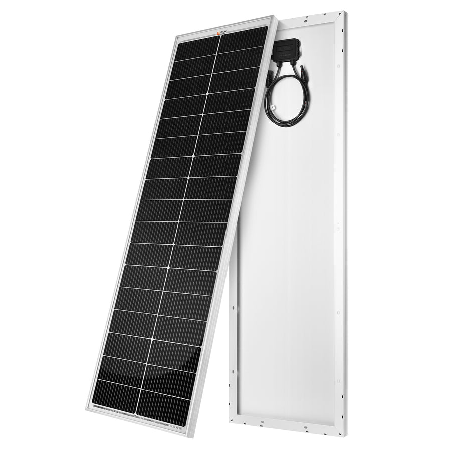 MEGA 100 SLIM | 100 Watt Slim Solar Panel | Compact 12V Off-Grid Narrow Solar Panel for Vans, Overlanders, Boats | 25-Year Output Warranty | UL Certified - Unaka Gear Co.