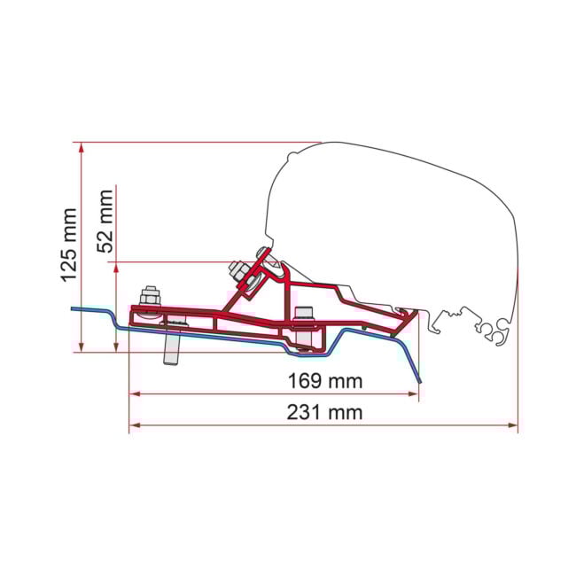 Fiamma - 98655Z167 - F80S/F65 Eagle 320 Ford Transit Mid Roof Bracket - Unaka Gear Co.