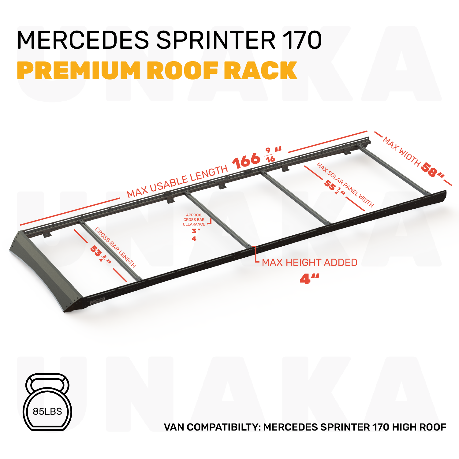 mercedes sprinter roof rack dimensions