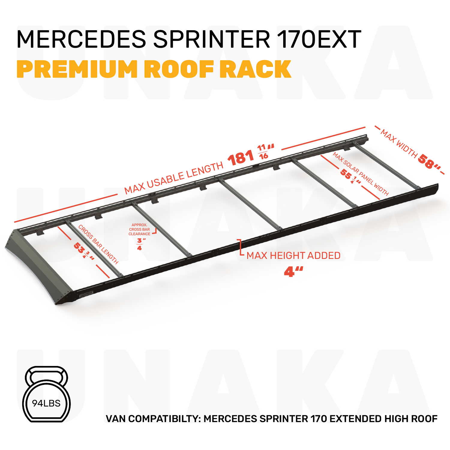mercedes sprinter roof rack dimensions