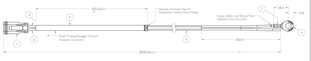 TYRI 07-296 WIRE HARNESS, 106" LONG, DEUTSCH DT06-2S CONNECTOR