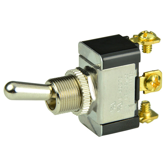 BEP SPDT Chrome Plated Toggle Switch - ON/OFF/(ON) [1002015]
