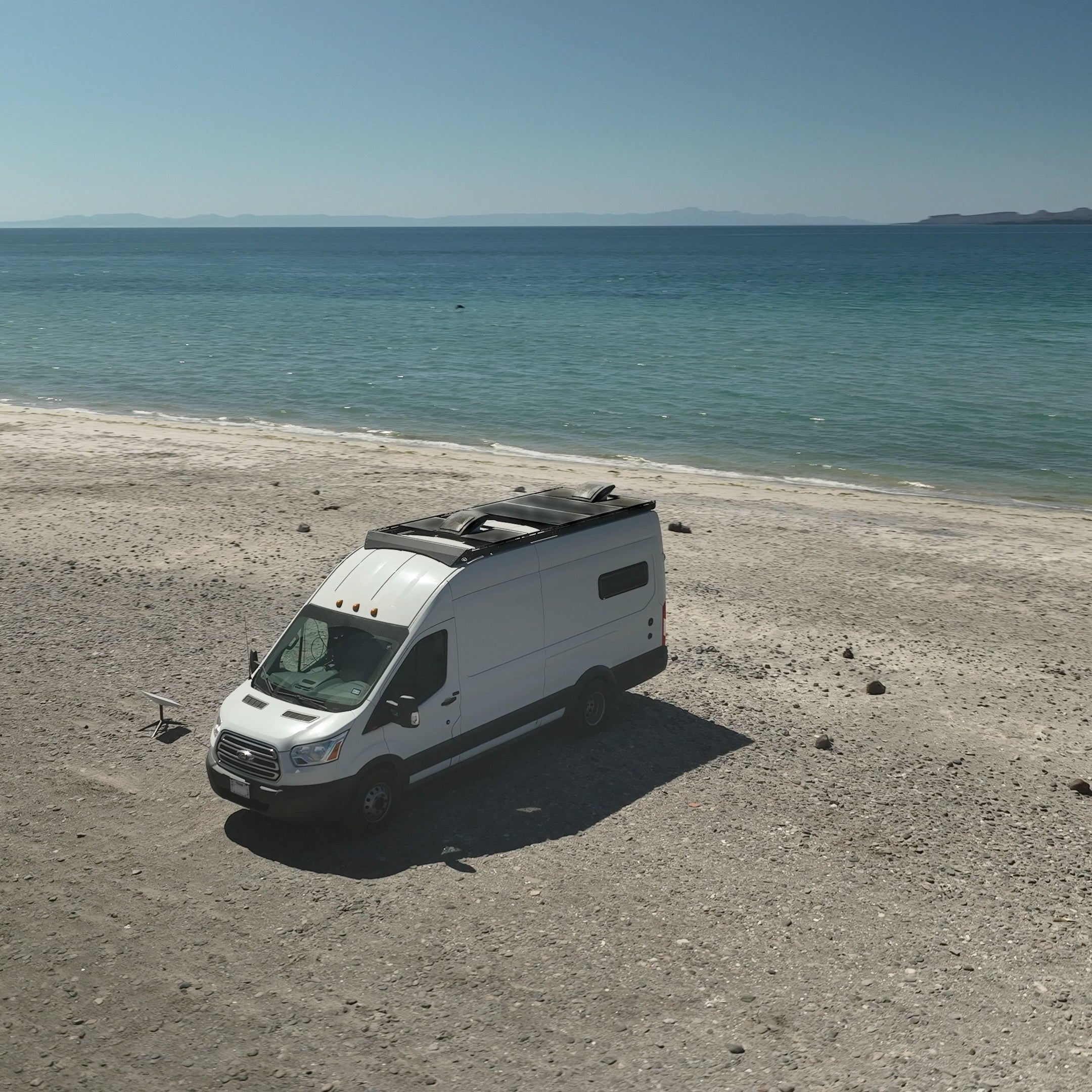 ford transit roof rack on beach