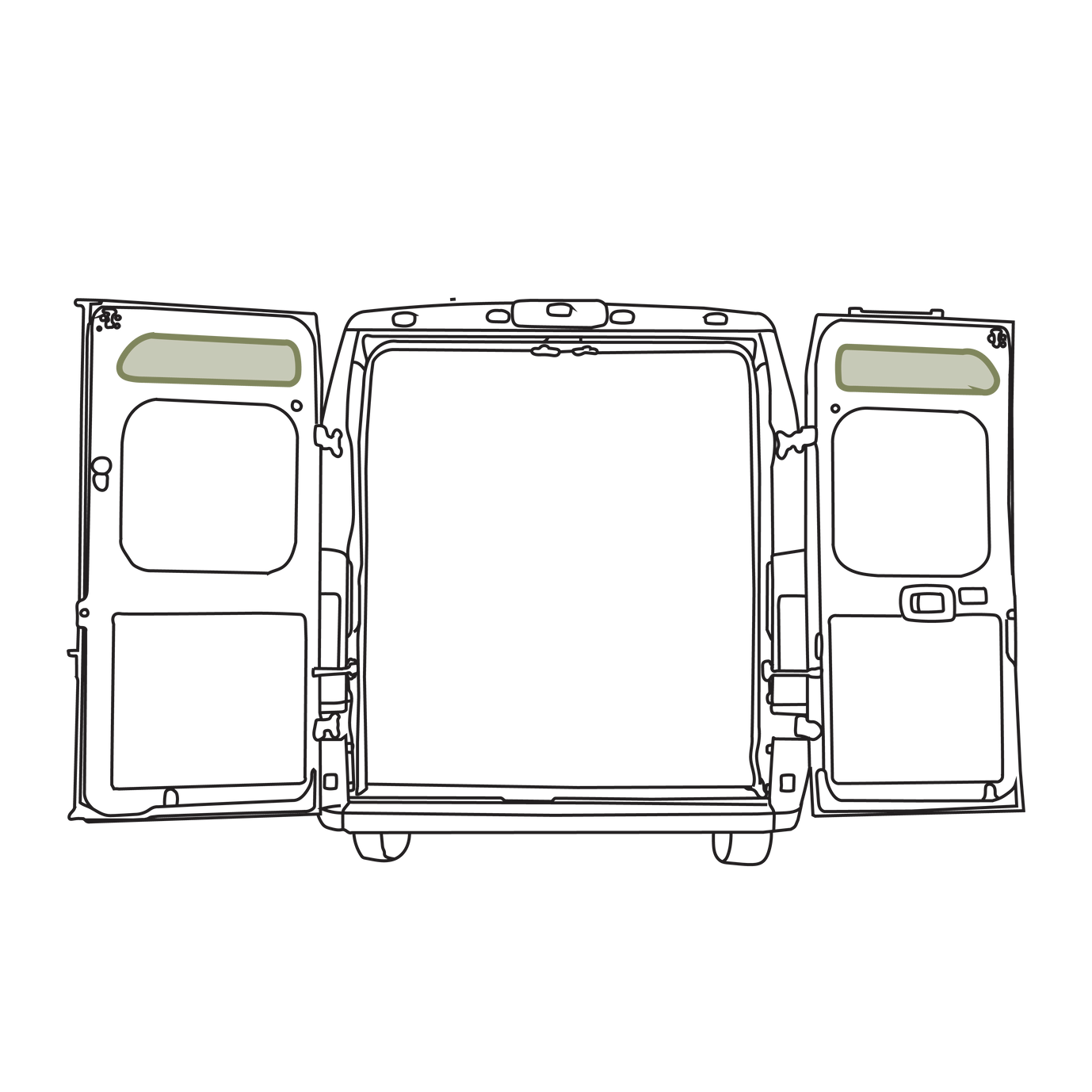 Van Essential - Ram ProMaster Upper Rear Door Storage Panels (Pair)