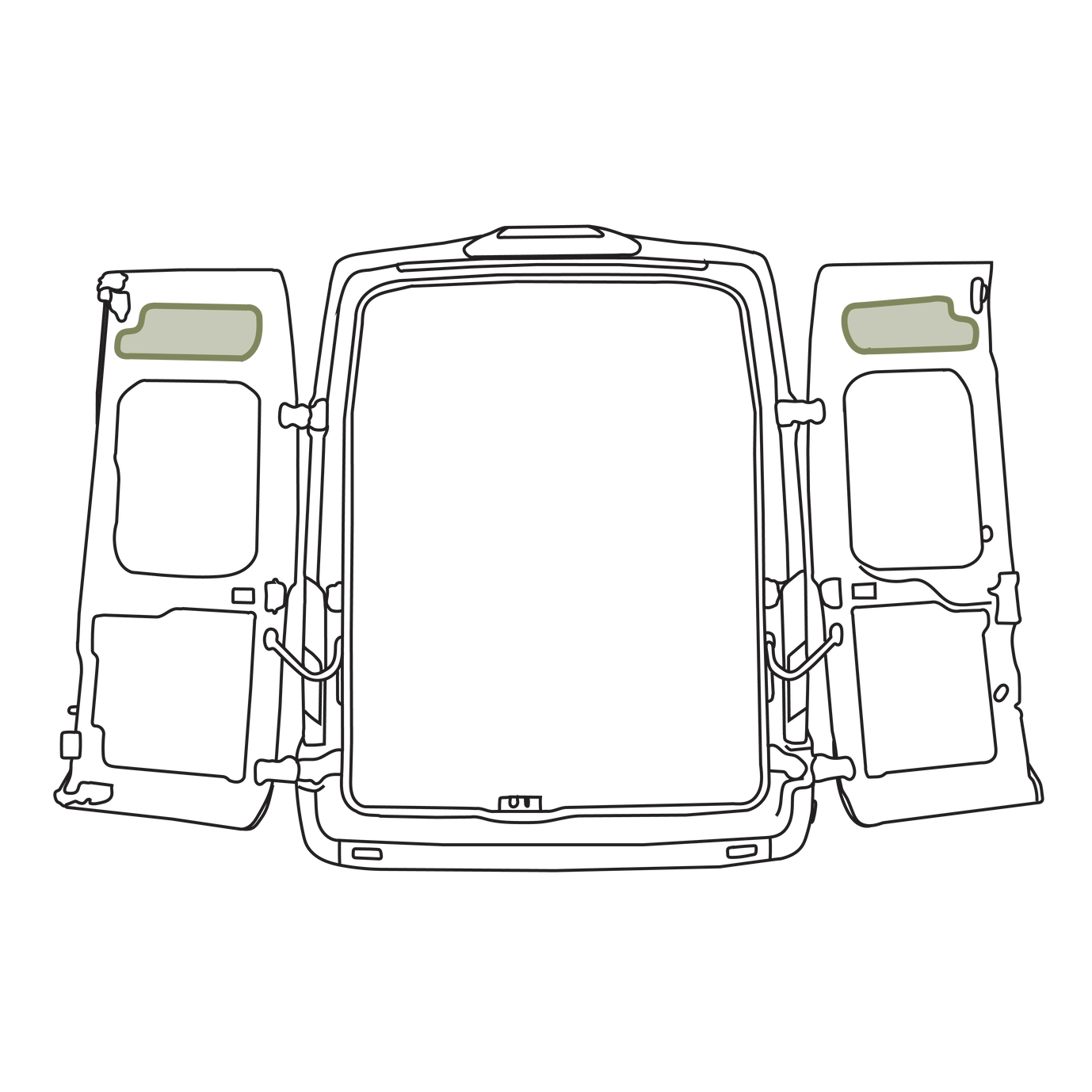 Van Essential - Ford Transit Upper Rear Door Storage Panels (Pair)