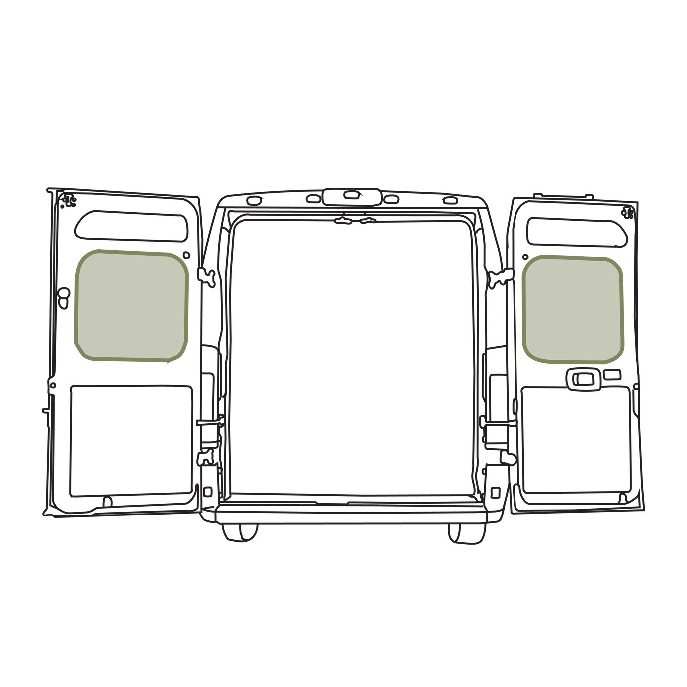 Van Essential - Ram ProMaster Middle Rear Door Storage Panels (Pair)