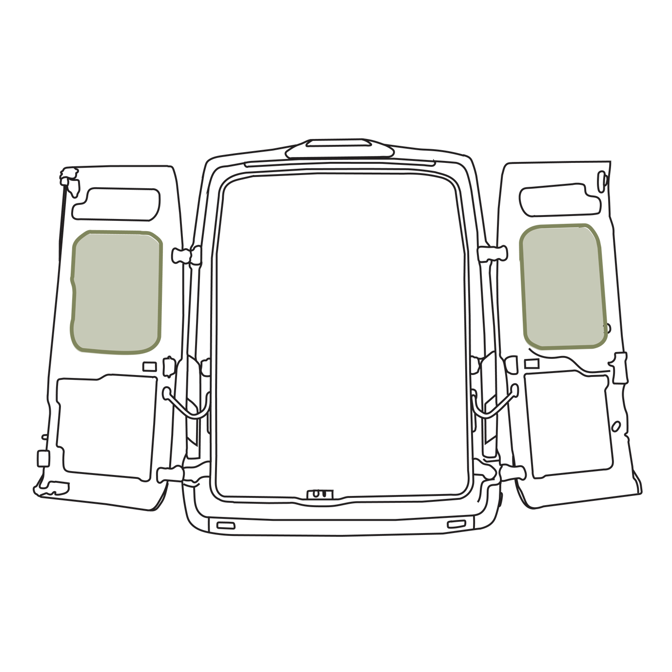 Van Essential - Ford Transit Middle Rear Door Storage Panels (Pair)