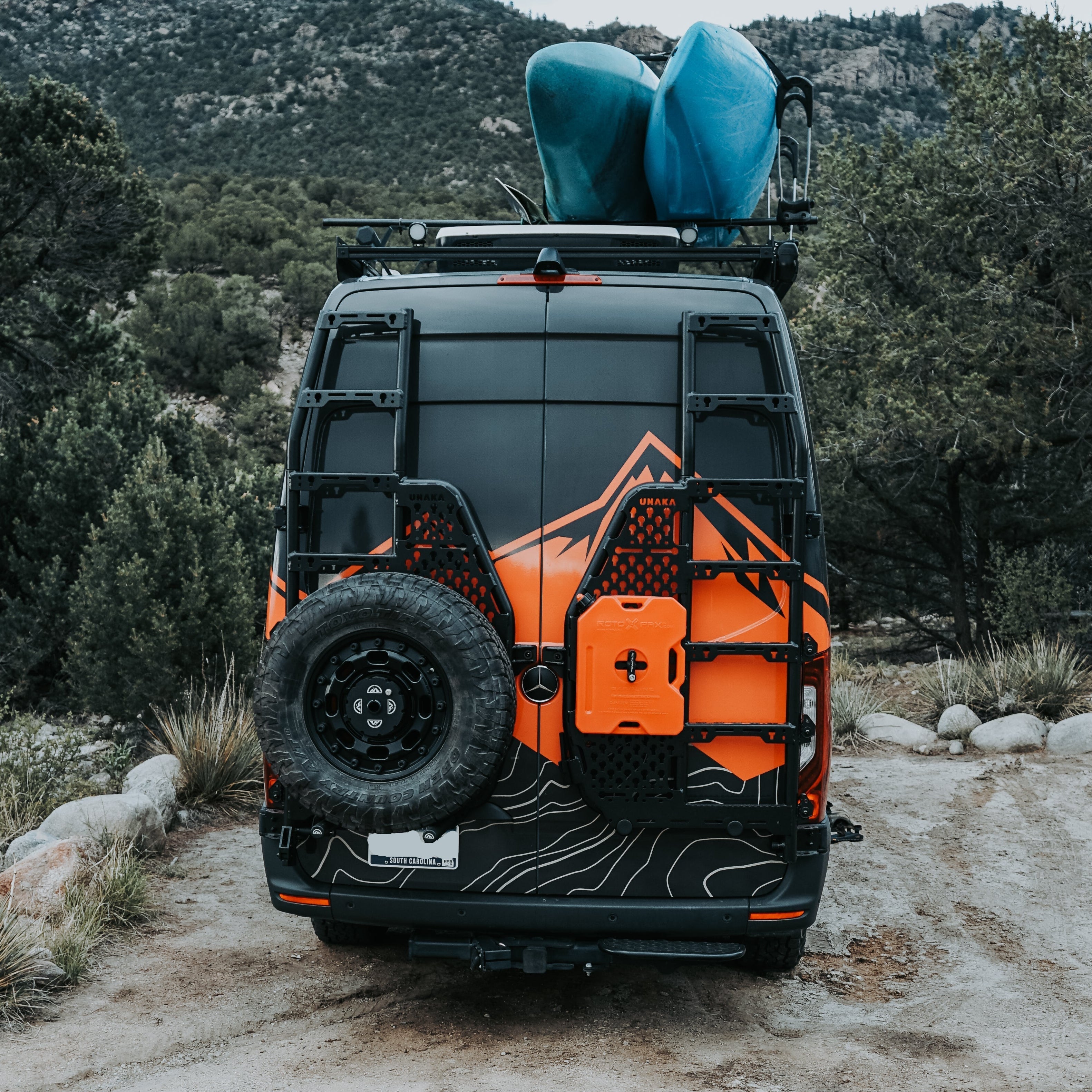 sprinter camper van with unaka rear ladder system
