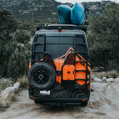 sprinter camper van with unaka rear ladder system