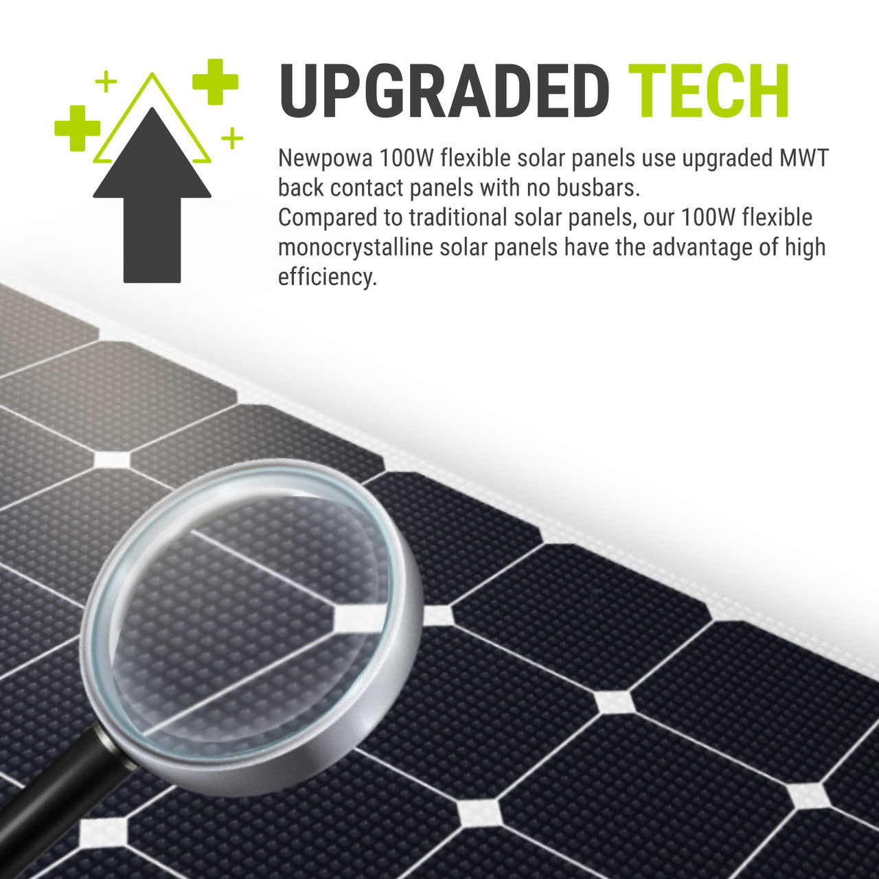Newpowa - 100W Lightweight 12V Mono Semi-Flexible Solar Panel