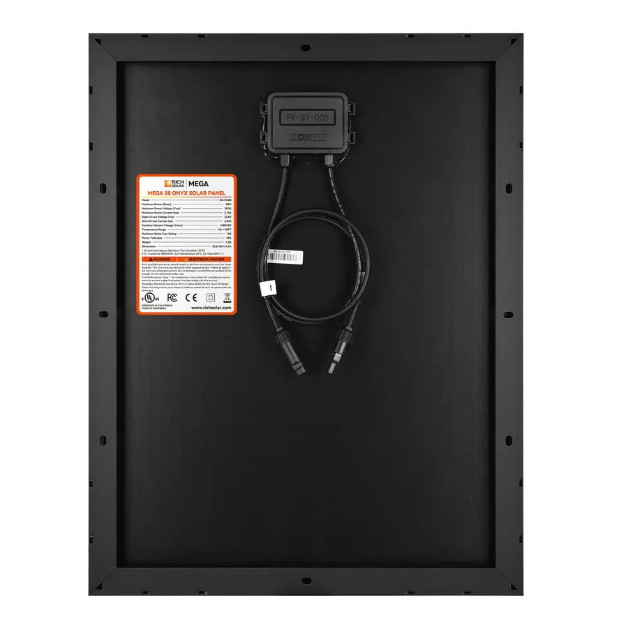 MEGA 50 | 50 Watt Solar Panel | Compact 12V Off-Grid Solar Panel for Boats, Vans, Trailers | 25-Year Output Warranty | UL Certified