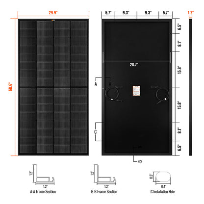 MEGA 250 | 250 Watt Solar Panel | Premier 12V Off-Grid Solar Panel for RVs, Vans, Boats | 25-Year Output Warranty | UL Certified - Unaka Gear Co.