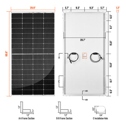 MEGA 250 | 250 Watt Solar Panel | Premier 12V Off-Grid Solar Panel for RVs, Vans, Boats | 25-Year Output Warranty | UL Certified - Unaka Gear Co.