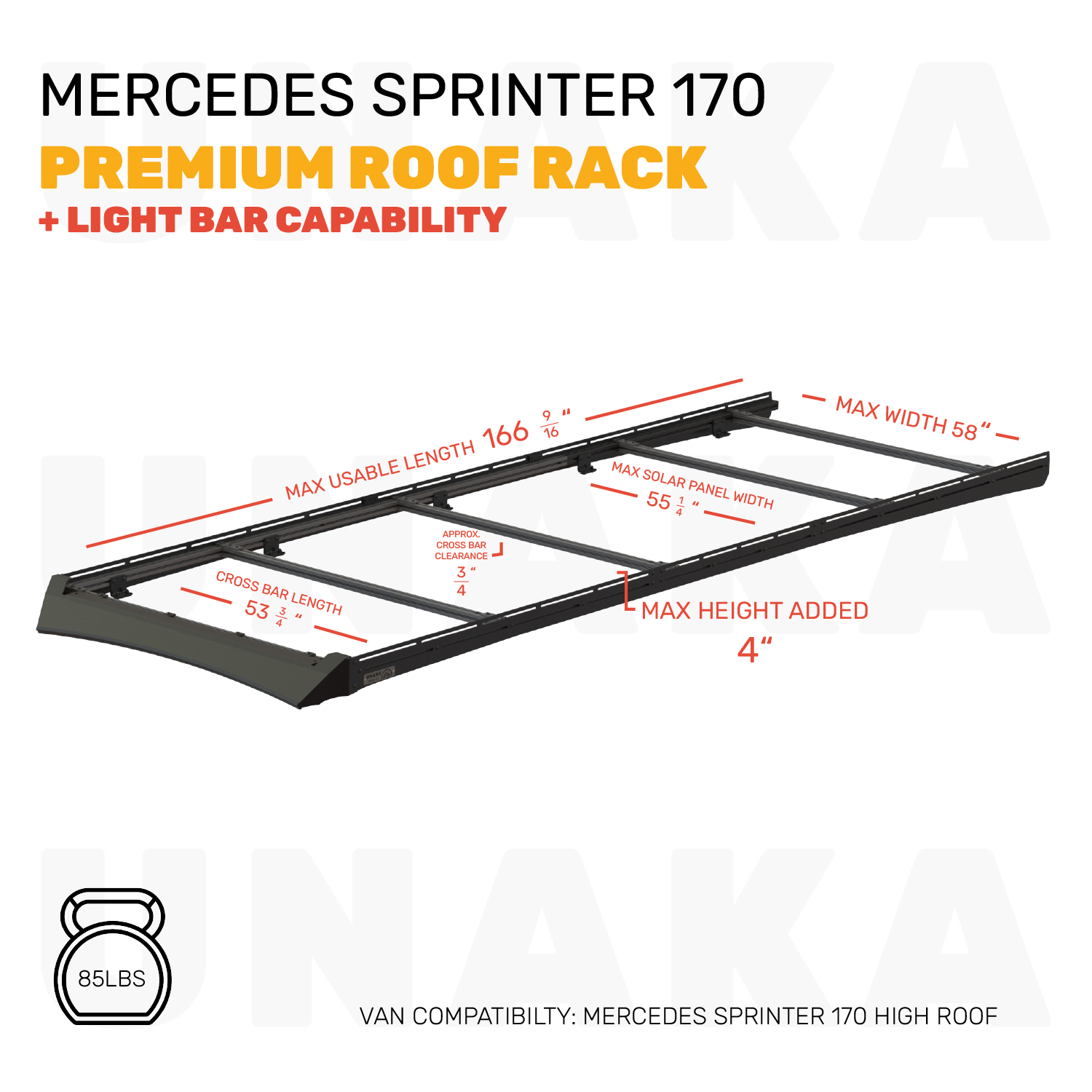 mercedes sprinter roof rack dimensions 170