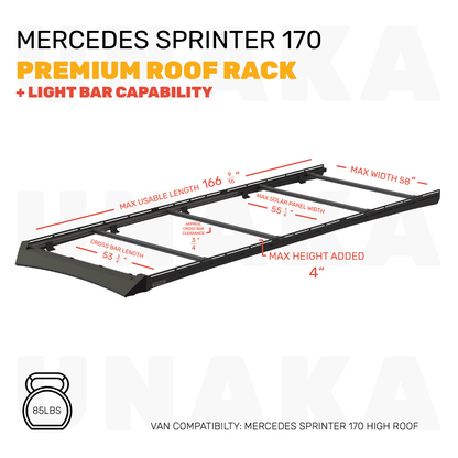 mercedes sprinter roof rack dimensions 170