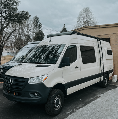 Mercedes sprinter roof rack parked
