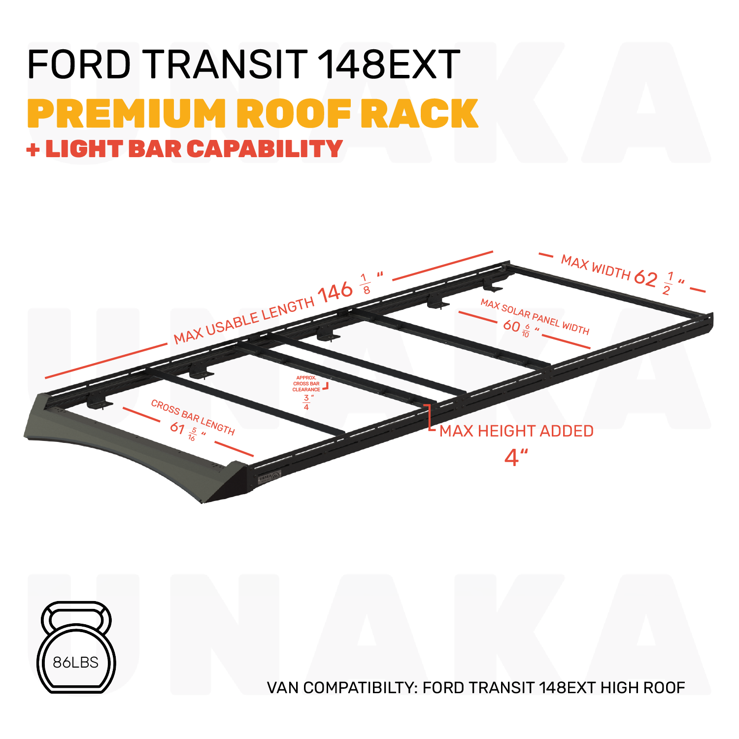 Ford Transit Roof Rack 148 ext dimensions