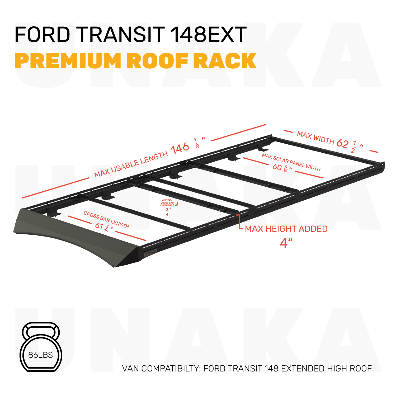 Ford Transit Roof Rack 148 ext dimensions