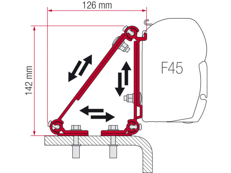 FIAMMA - F45 MULTI BRACKET (STANDARD VAN WITHOUT TOPPER) (1 PC) - 98655-011 - Unaka Gear Co.