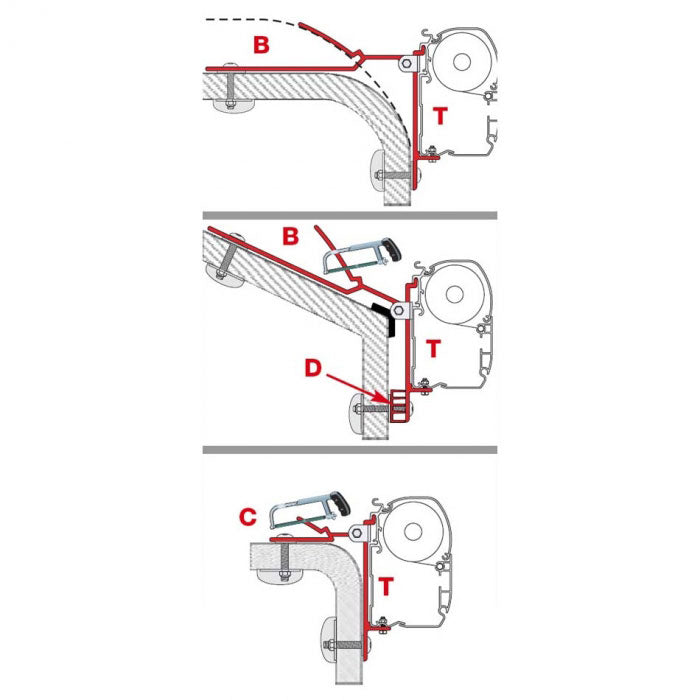 FIAMMA - F45 "T" BRACKET (1 PC) - 02437-01 - Unaka Gear Co.