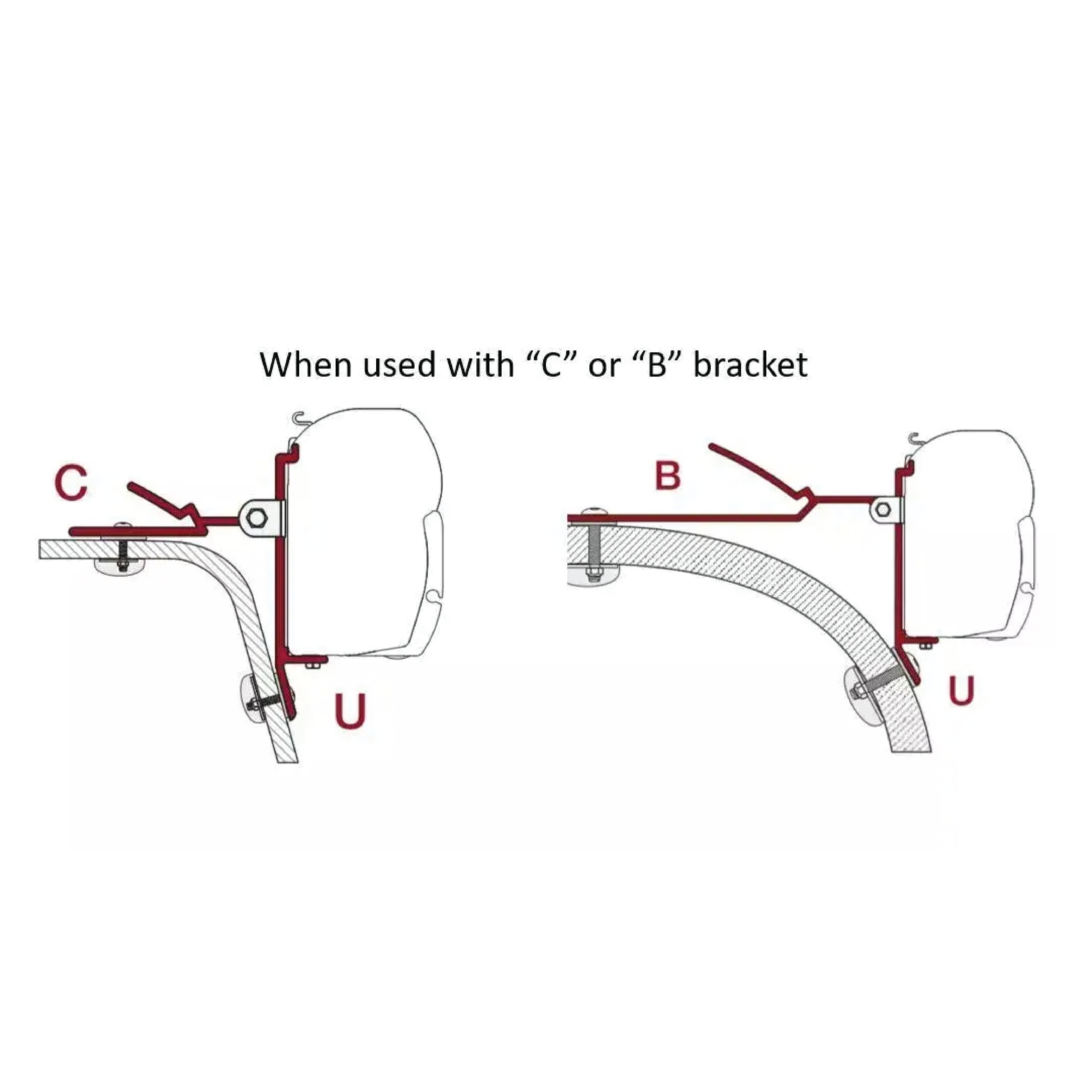 FIAMMA - F45 "U" BRACKET (1 PC) - 02437A01 - Unaka Gear Co.