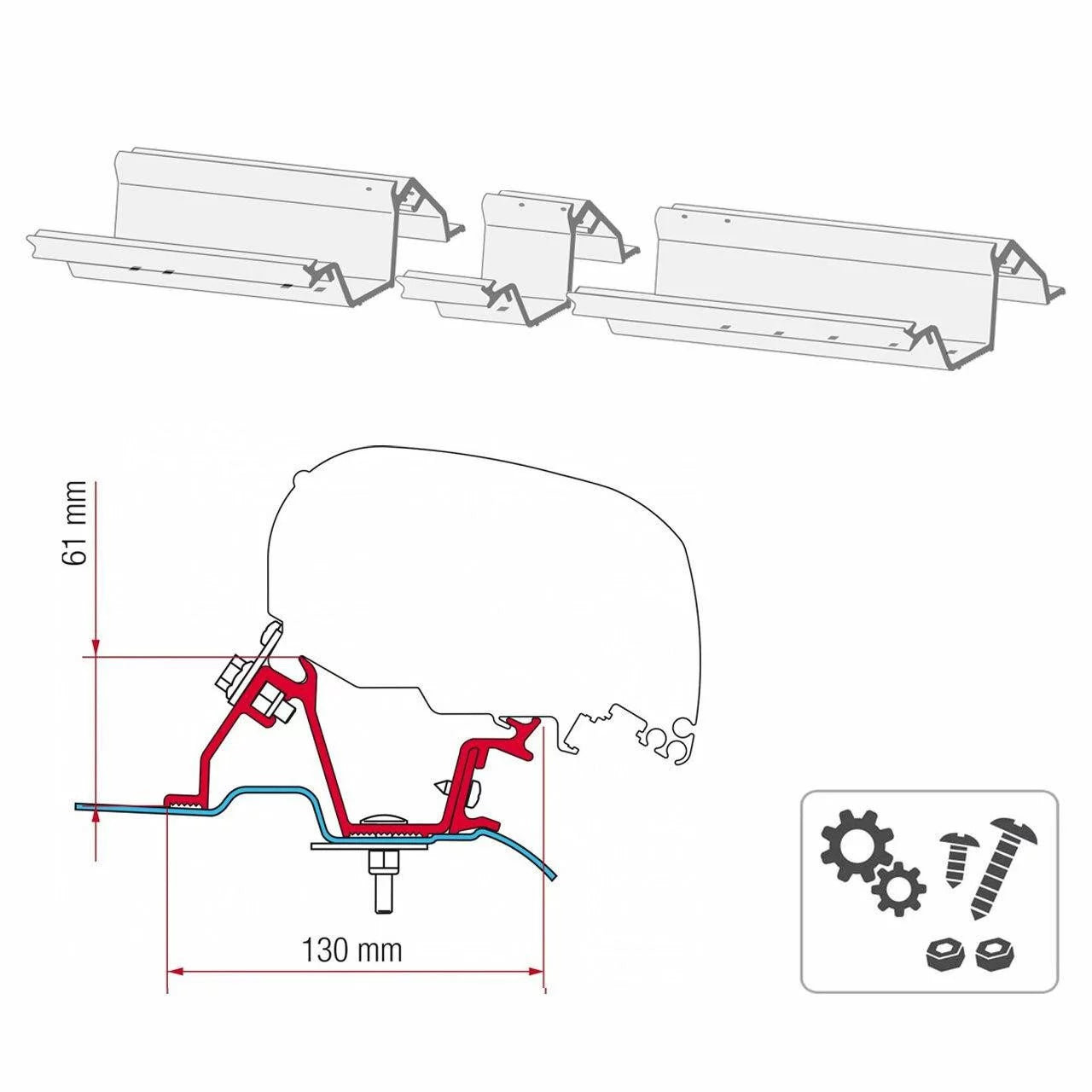 FIAMMA - F65 SPRINTER BRACKET KIT (NO RAILS) (3 PCS) - 98655-746 - Unaka Gear Co.