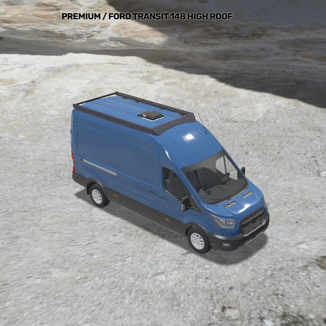 Transit 148 Basics Bundle: Roof Rack + F45s + MaxxFan