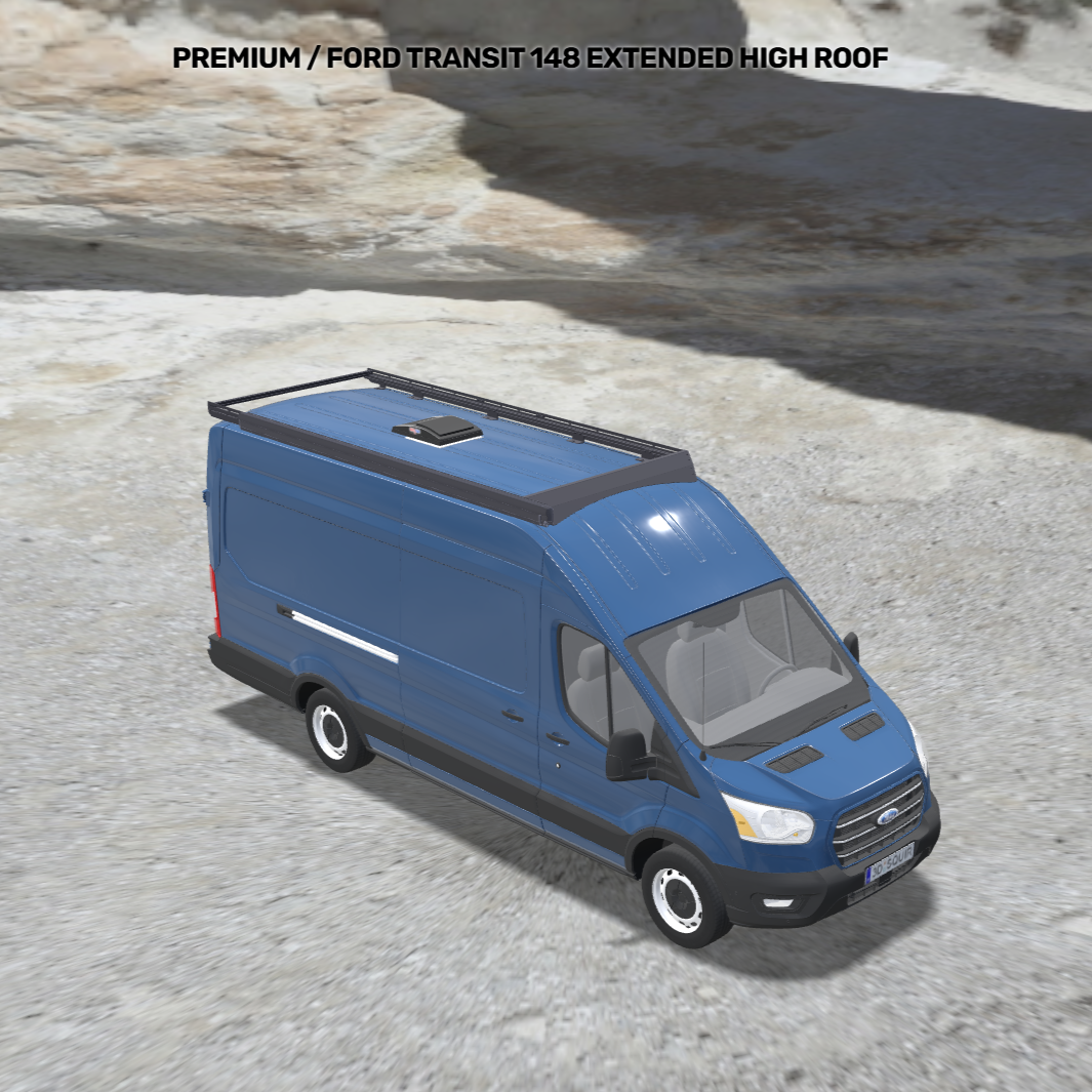 Transit 148EXT Basics Bundle: Roof Rack + F45s + MaxxFan