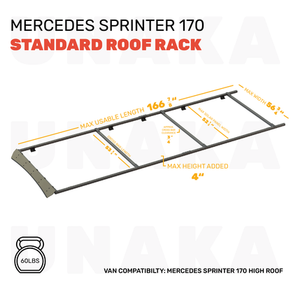 mercedes sprinter roof rack 170 dimensions