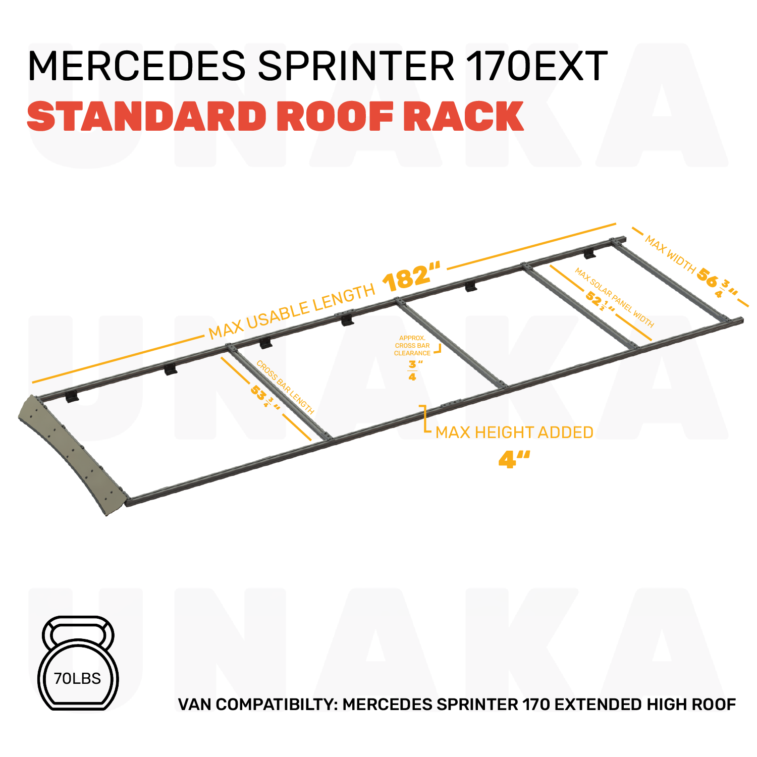 mercedes sprinter roof rack 170 dimensions