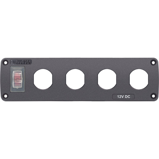 Blue Sea Water Resistant USB Accessory Panel - 15A Circuit Breaker, 4x Blank Apertures [4369]