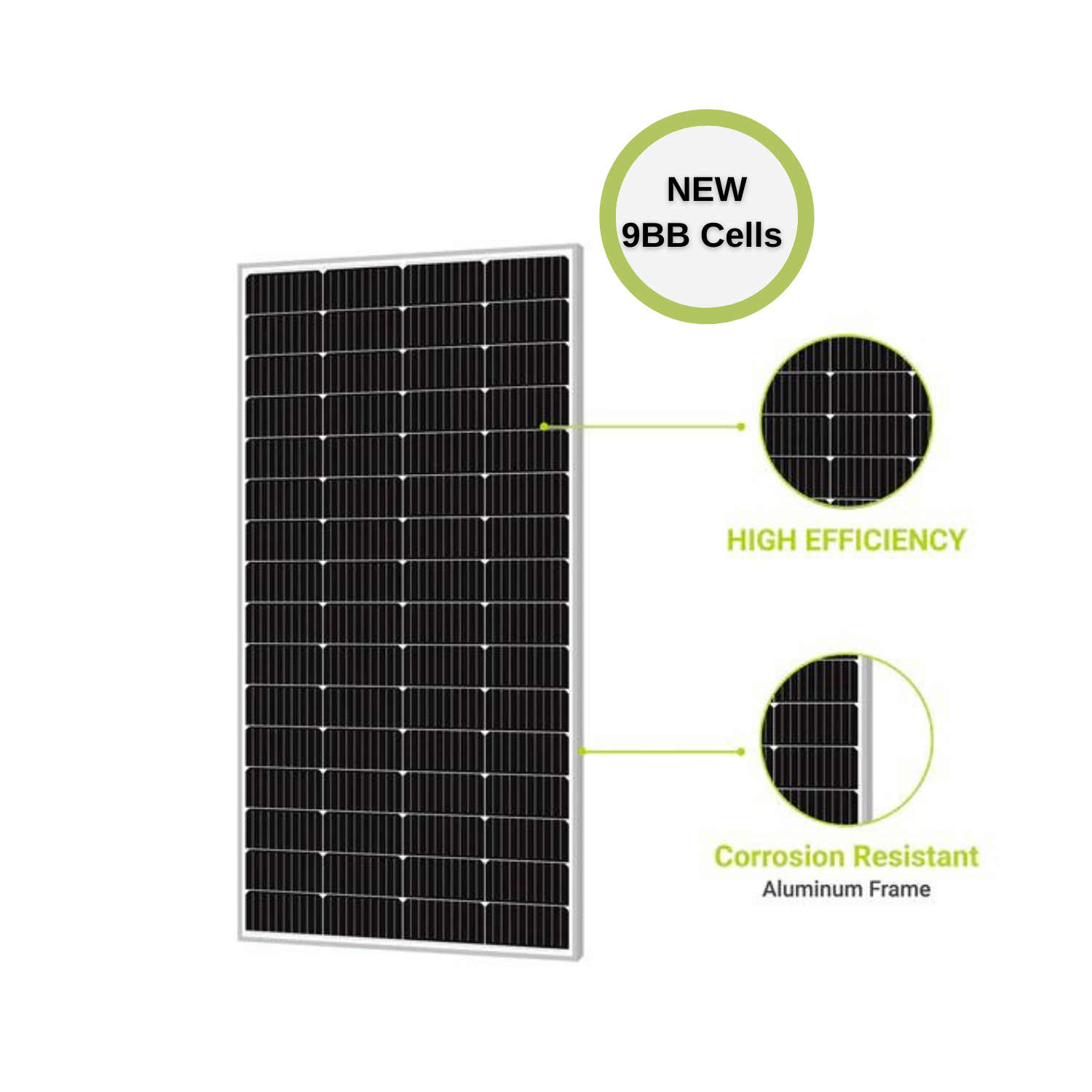 Newpowa - 200W 12V Monocrystalline Rigid Solar Panel