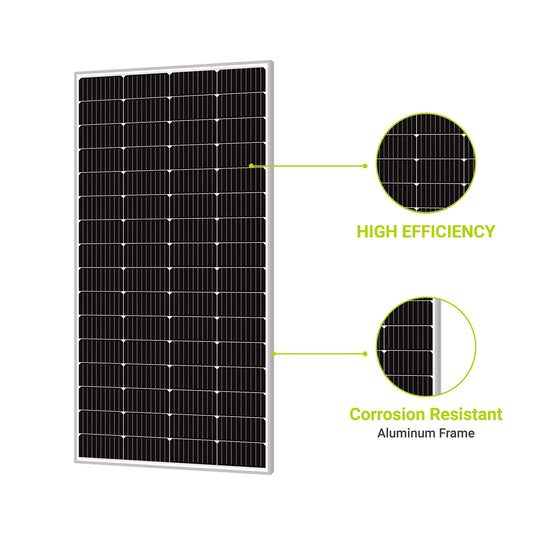 Newpowa - 200W 12V Monocrystalline Rigid Solar Panel